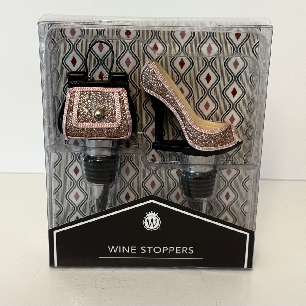 Wine Stopper Glitter High Heel & Purse Birthday Christmas Holiday Gift Box Set